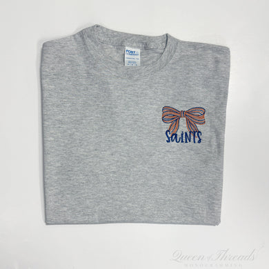 Grey Left Chest Saints Bow T-Shirt