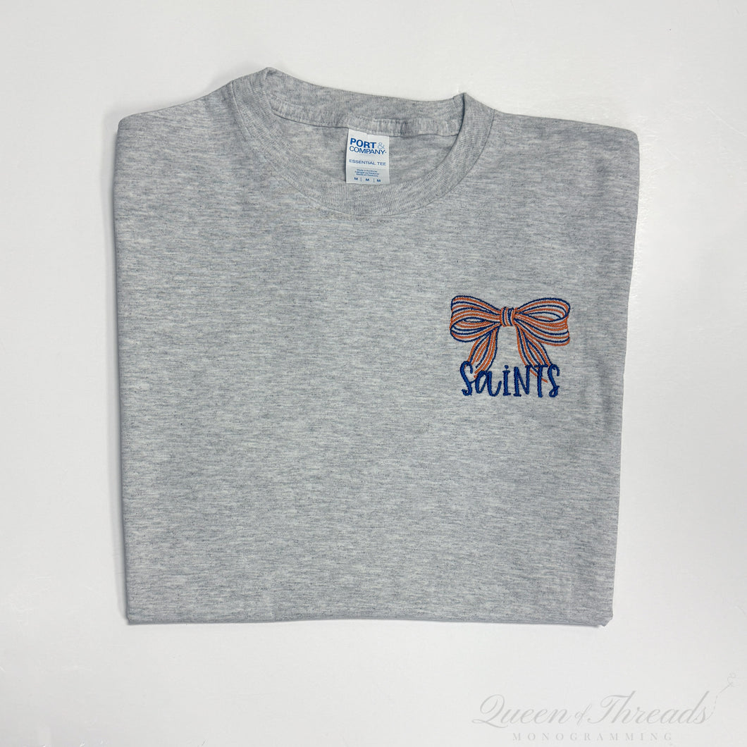 Grey Left Chest Saints Bow T-Shirt