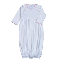 Load image into Gallery viewer, White Pima Gown with Pink Trim with Empire Waist
