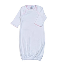 Load image into Gallery viewer, White Pima Gown with Pink Trim
