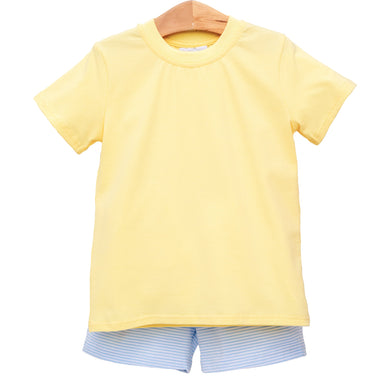 Boys Yellow with Light Blue Stripe Drew Short Set