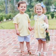 Load image into Gallery viewer, Boys Yellow with Light Blue Stripe Drew Short Set