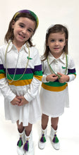 Load image into Gallery viewer, Mardi Gras Rugby L/S Drop Waist Dress