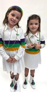 Mardi Gras Rugby L/S Drop Waist Dress