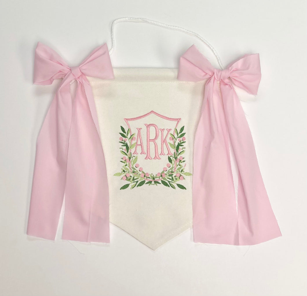 Berries and Bow Pink Baby Girl Banner