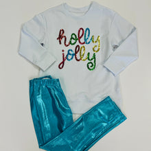 Load image into Gallery viewer, Girls Sequin Holly Jolly Pocket Terry Tunic