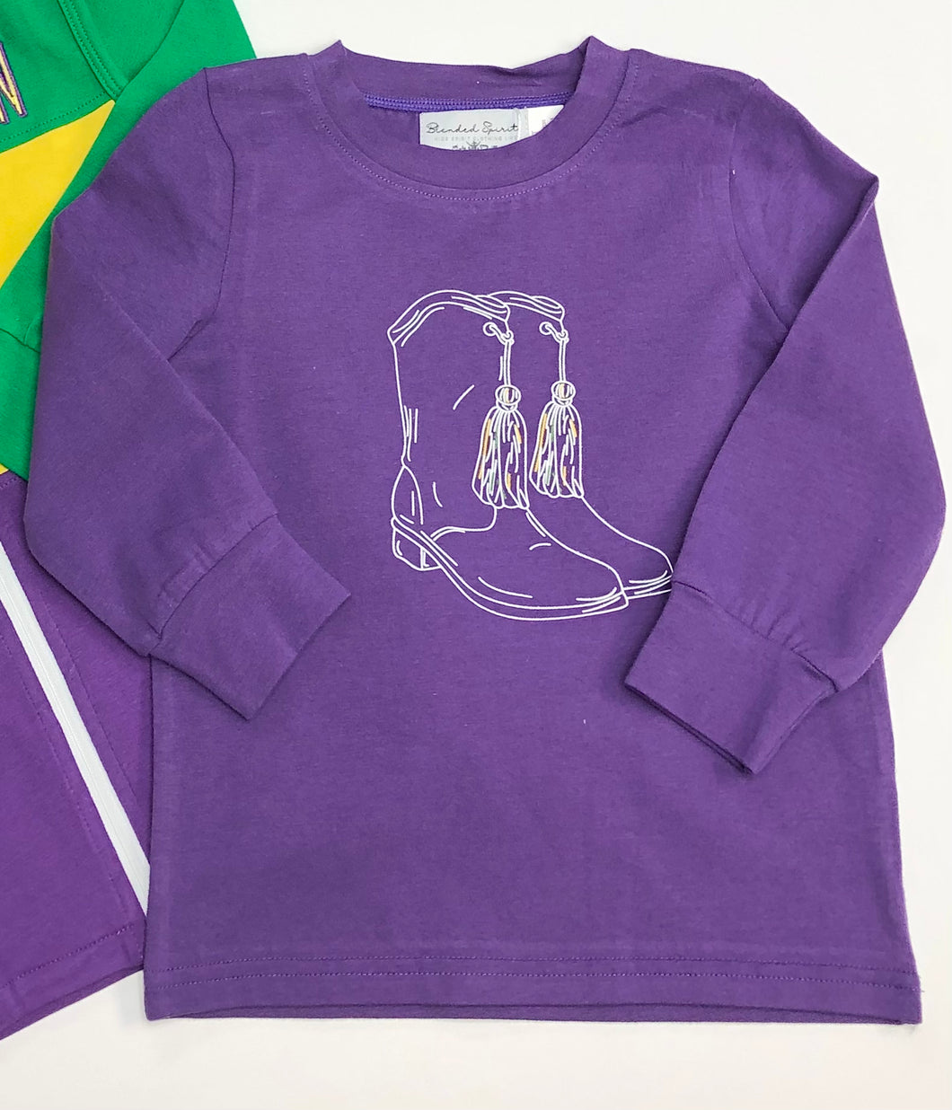 Girls Purple Mardi Gras Boot Shirt