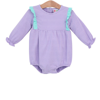 Girls Lavender Stripe & Mint L/S Evie Bubble