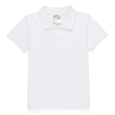 Boys White Knit S/S Polo