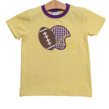 Load image into Gallery viewer, Football Applique T-Shirt- Yellow Stripe