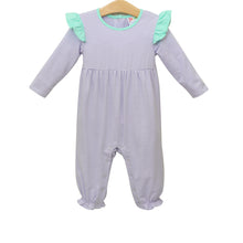 Load image into Gallery viewer, Girls Lavender Stripe and Mint Francis Romper