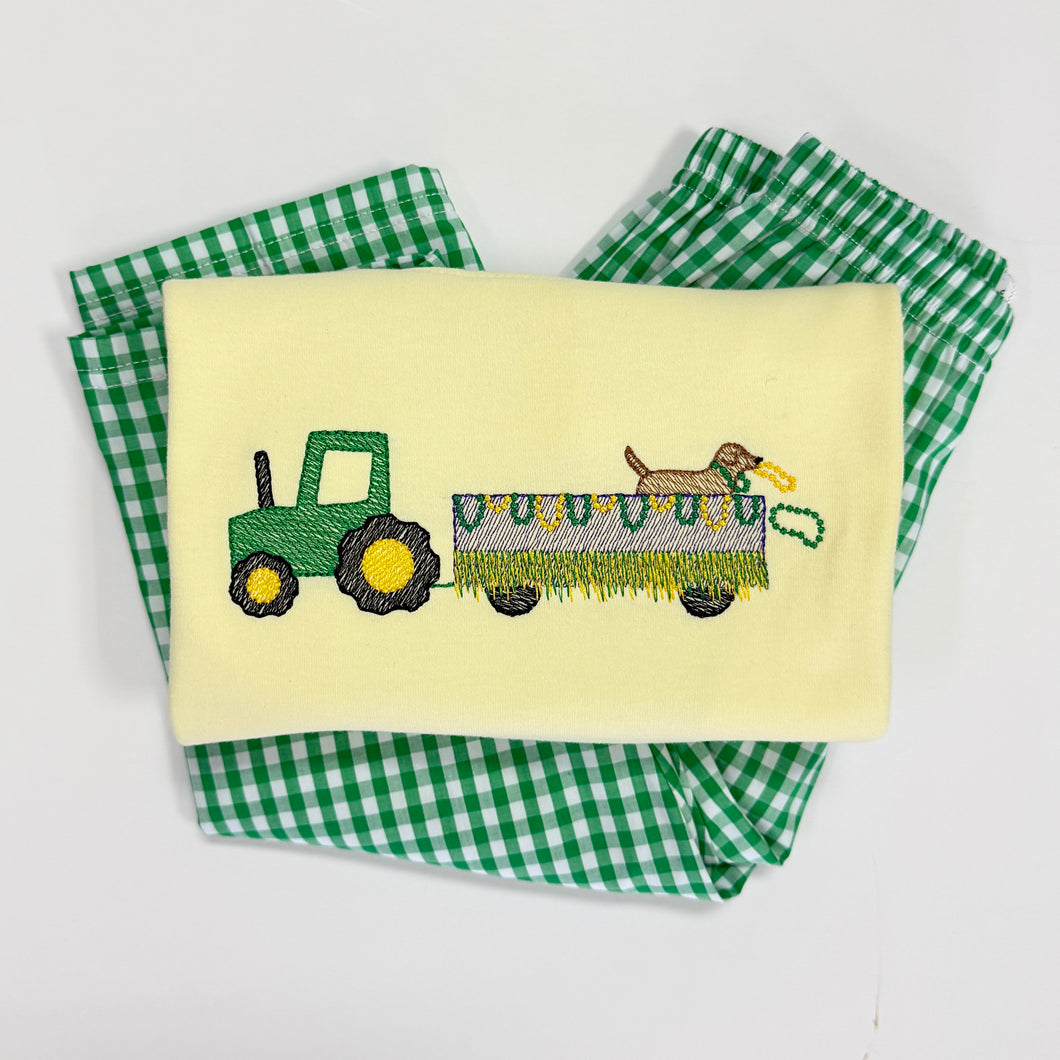 Boys Yellow S/S Mardi Gras Tractor Tee