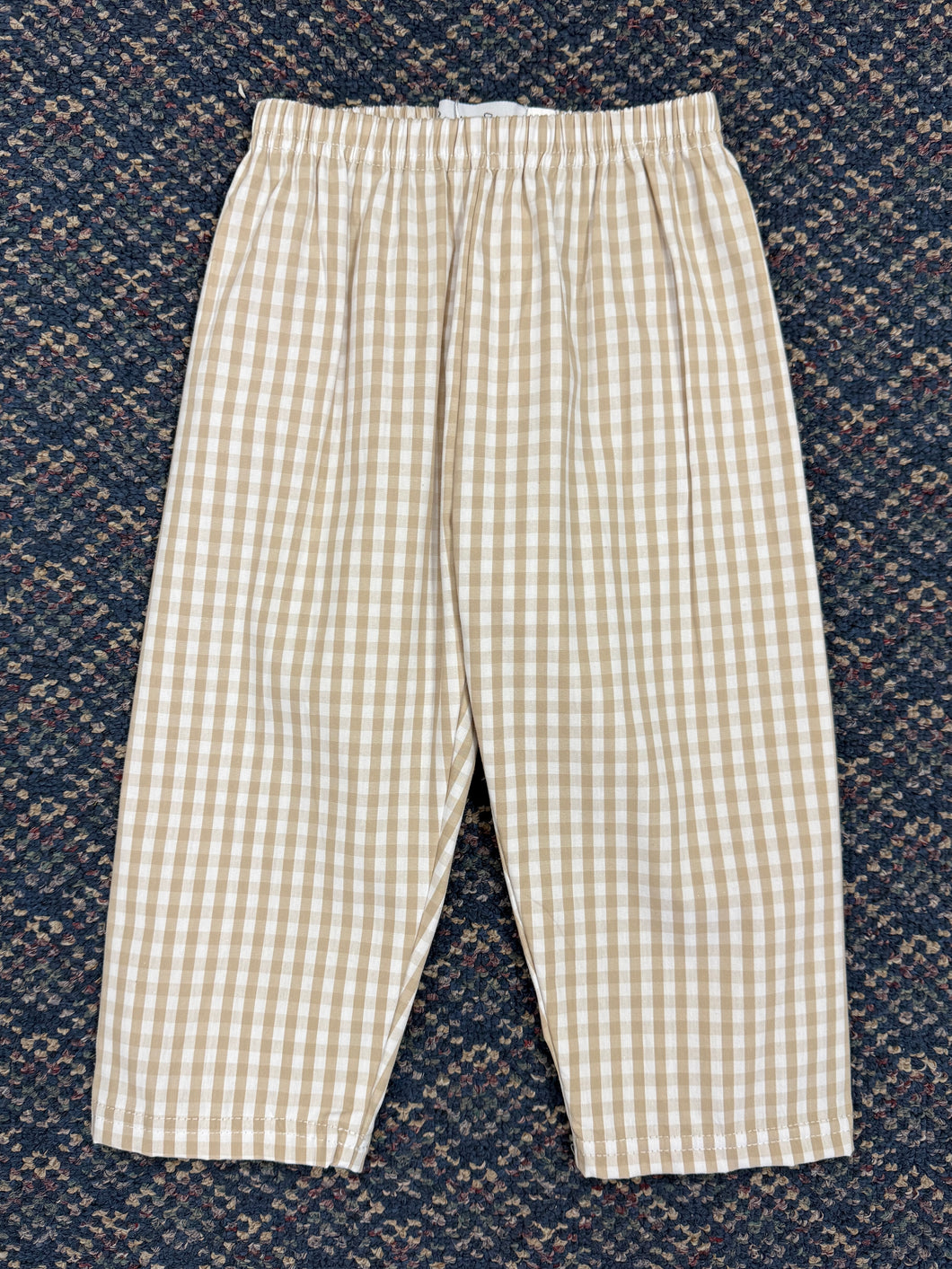 Boys Tan Gingham Pants