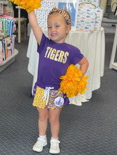 Load image into Gallery viewer, Girls Glitter Tigers Purple Boxy Tee