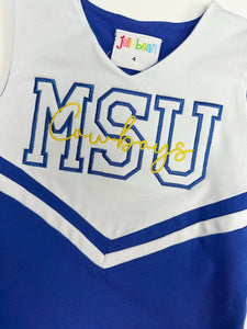 Cheer Uniform Knit Skort Set- Royal/White Stripe