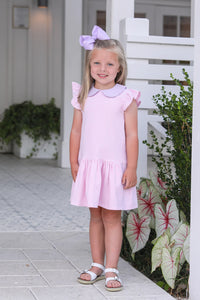 Light Pink Stripe & Lavender Genevieve Dress