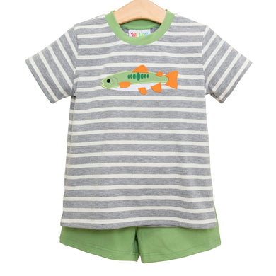 Boys Fish Applique Short Set