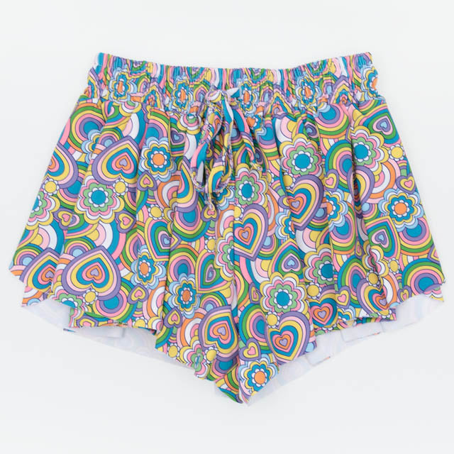 Girls Groovy Hearts Butterfly Shorts