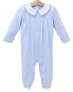 Boys Light Blue Stripe Henry Romper