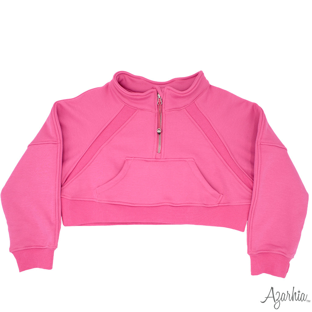 Girls Hot Pink Cropped Sweatshirt