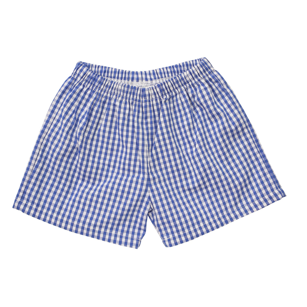 Boys Royal Blue Gingham Shorts