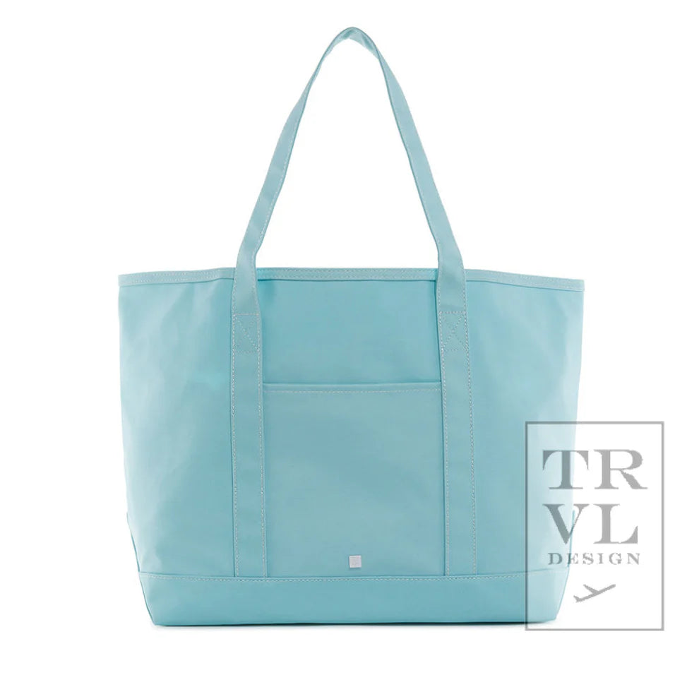 Lake Blue Coated Canvas Maxi Tote