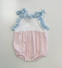 Load image into Gallery viewer, Pink Gingham With Blue Ruffle Trim Bubble