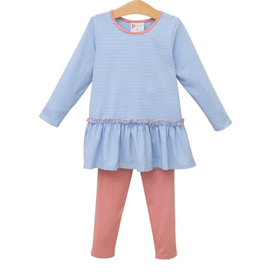 Girls Cornflower Stripe/Mauve Ella Pants Set