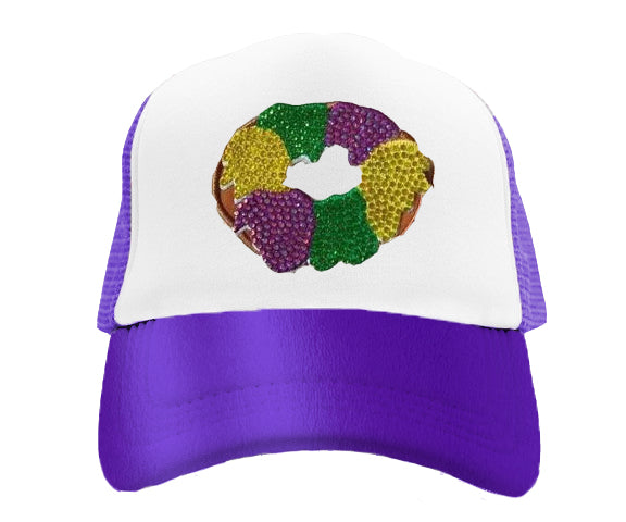 Youth Metallic Purple King Cake Rhinestone Trucker Cap