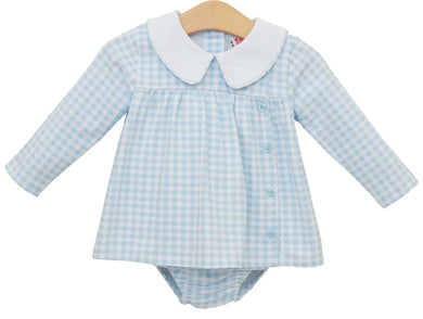 Boys Light Blue Gingham Liam Diaper Set