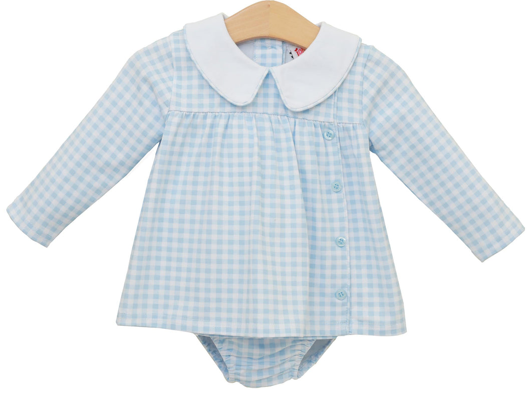 Boys Light Blue Gingham Liam Diaper Set