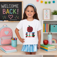 Load image into Gallery viewer, Girls Sequin Apple White Holly Shirt