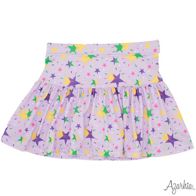 Girls Mardi Gras Stars Gathered Skort