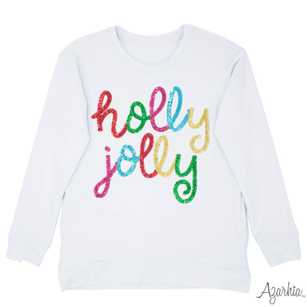 Girls Sequin Holly Jolly Pocket Terry Tunic