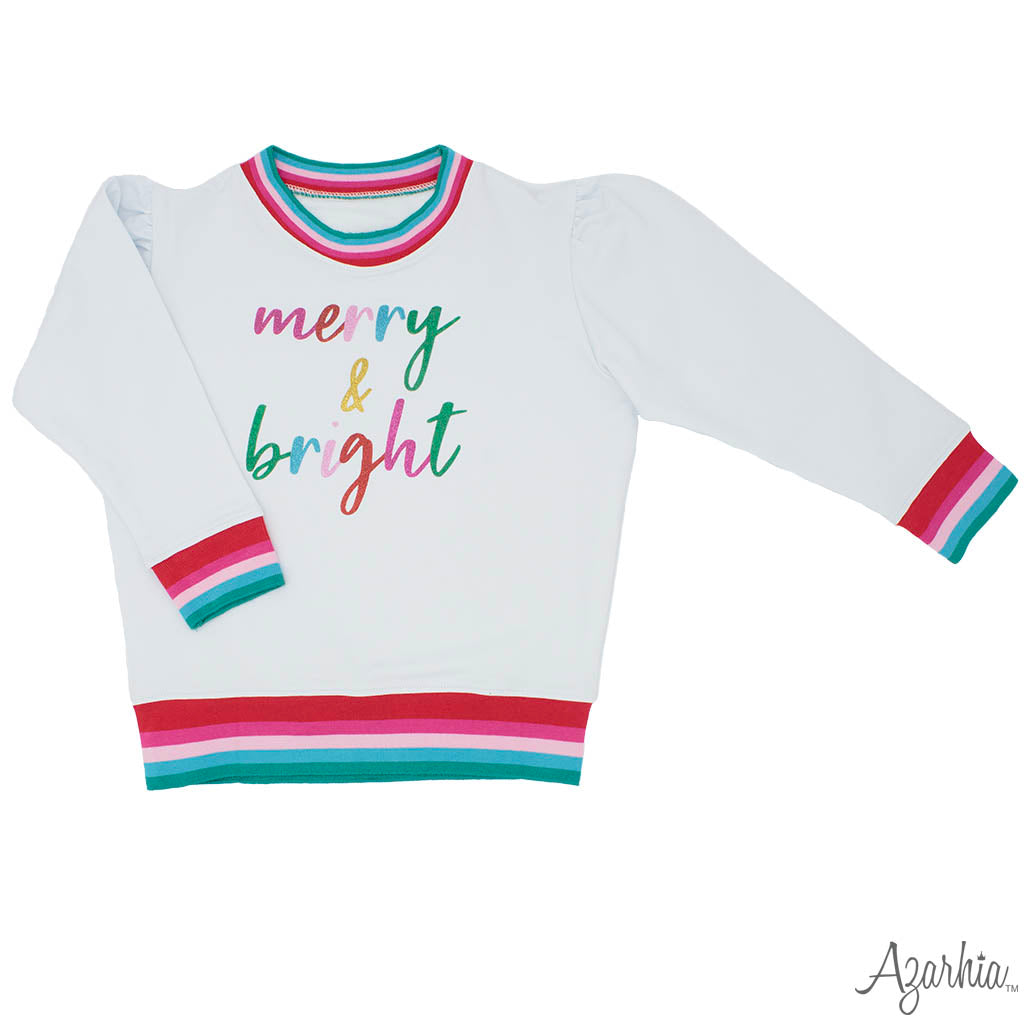 Girls Glitter Merry and Bright Sweatshirt