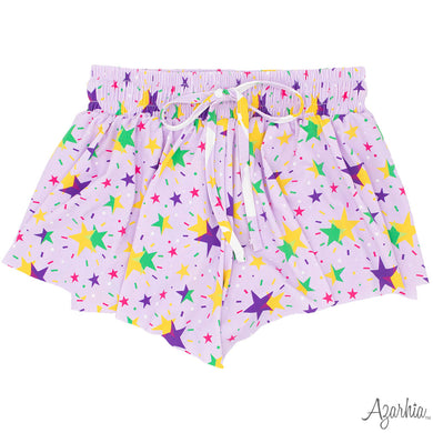 Girls Mardi Gras Stars Butterfly Shorts