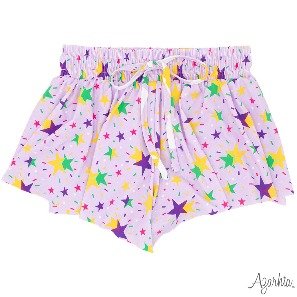 Girls Mardi Gras Stars Butterfly Shorts