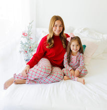 Load image into Gallery viewer, Merry and Bright Christmas Plaid Ruffle PJ Set