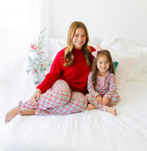 Merry and Bright Christmas Plaid Ruffle PJ Set