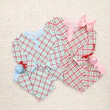 Load image into Gallery viewer, Merry and Bright Christmas Plaid Ruffle PJ Set