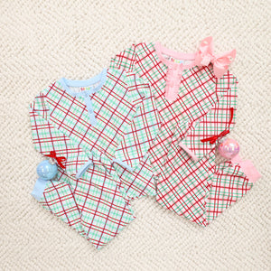 Merry and Bright Christmas Plaid Ruffle PJ Set