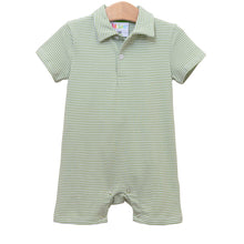 Load image into Gallery viewer, Boys Moss Green Stripe Michael Polo Romper