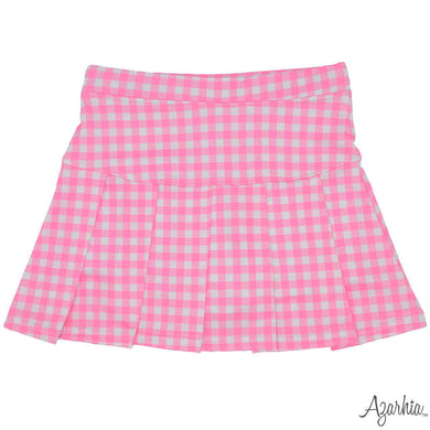 Girls Pink Gingham Tennis Skort