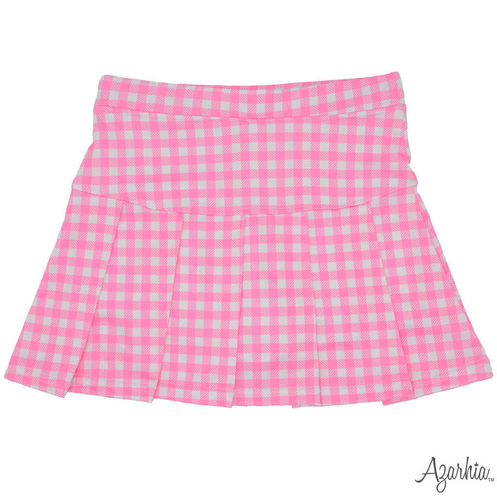 Girls Pink Gingham Tennis Skort