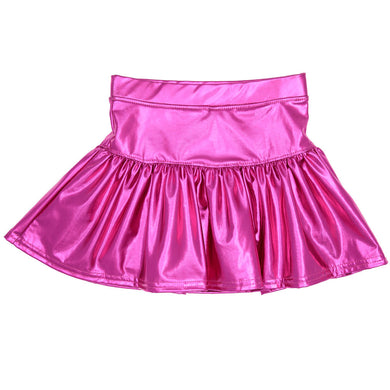 Girls Metallic Hot Pink Gathered Skort