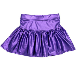 Girls Metallic Purple Gathered Skort