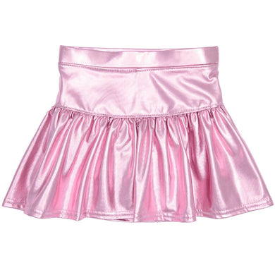 Girls Light Pink Metallic Gathered Skort