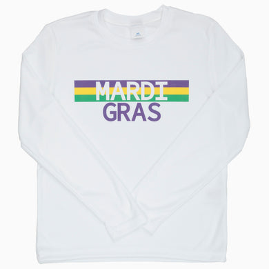 White Dri-fit Mardi Gras Long Sleeve Shirt