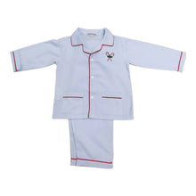Load image into Gallery viewer, Boys Blue w/ Red Trim Pajamas w/ Candy Canes