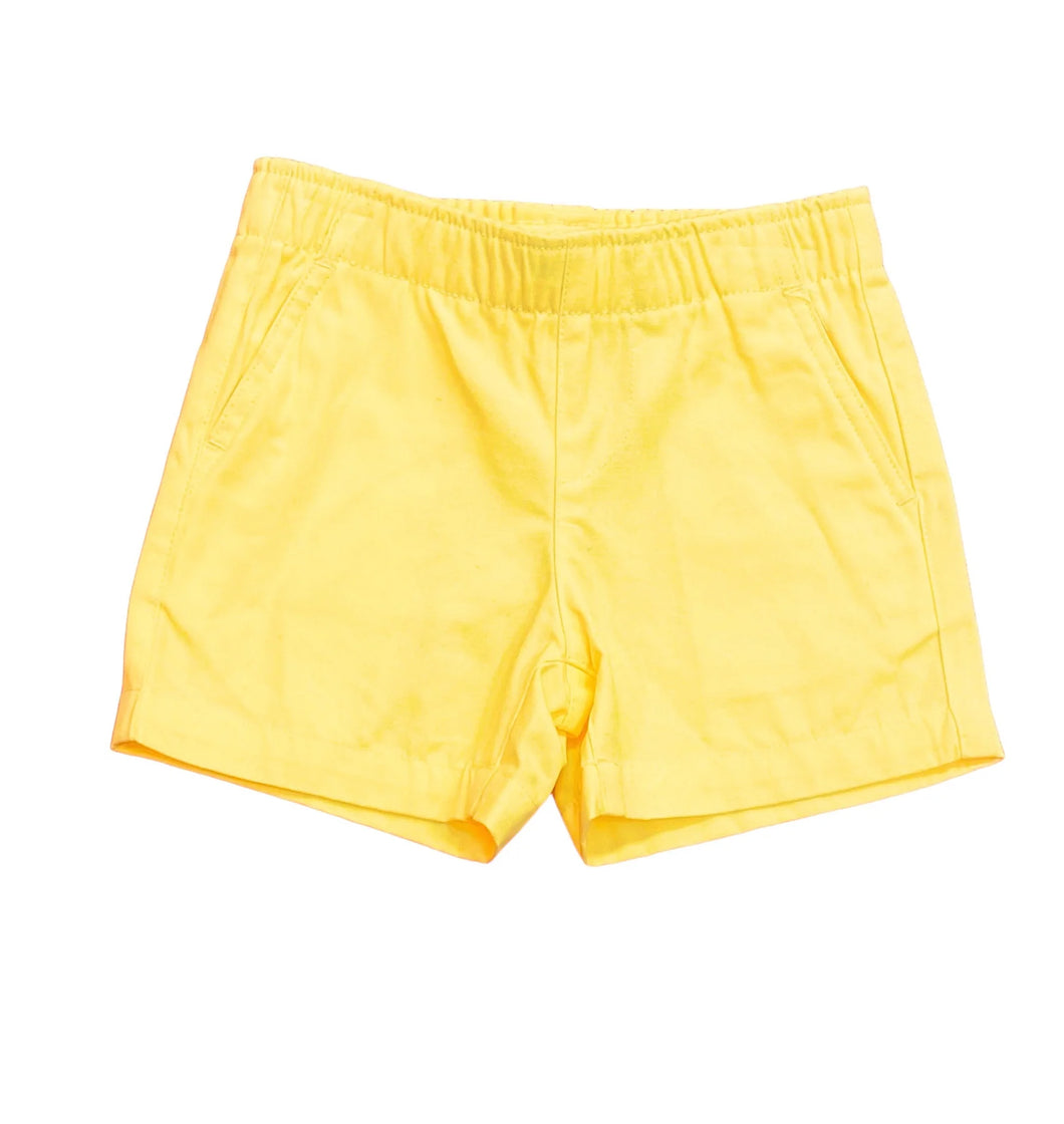 Boys Yellow Elastic Waist Shorts